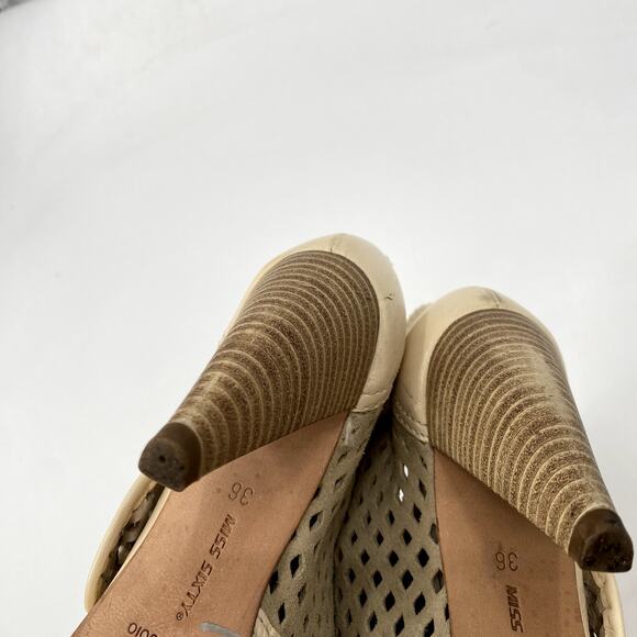 Miss Sixty Cream Leather Lattice Y2K Heel Booties - Picture 7 of 7